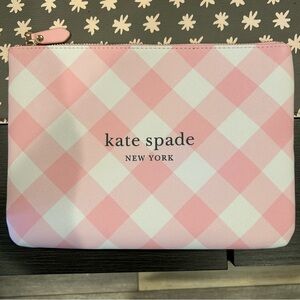Kate Spade Pink Gingham Makeup Clutch Bag